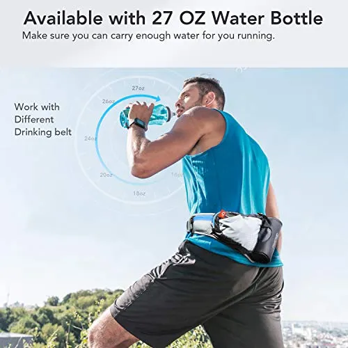 FREETOO Lightweight Running Water Bottle Belt No Bounce Running Water Waist Pack Hydration Belt with Bottle Holder for Runners, Marathon, Fitness Training, Hiking and Jogging