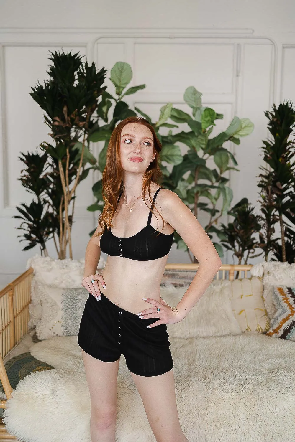 Front Snap Lounge Shorts