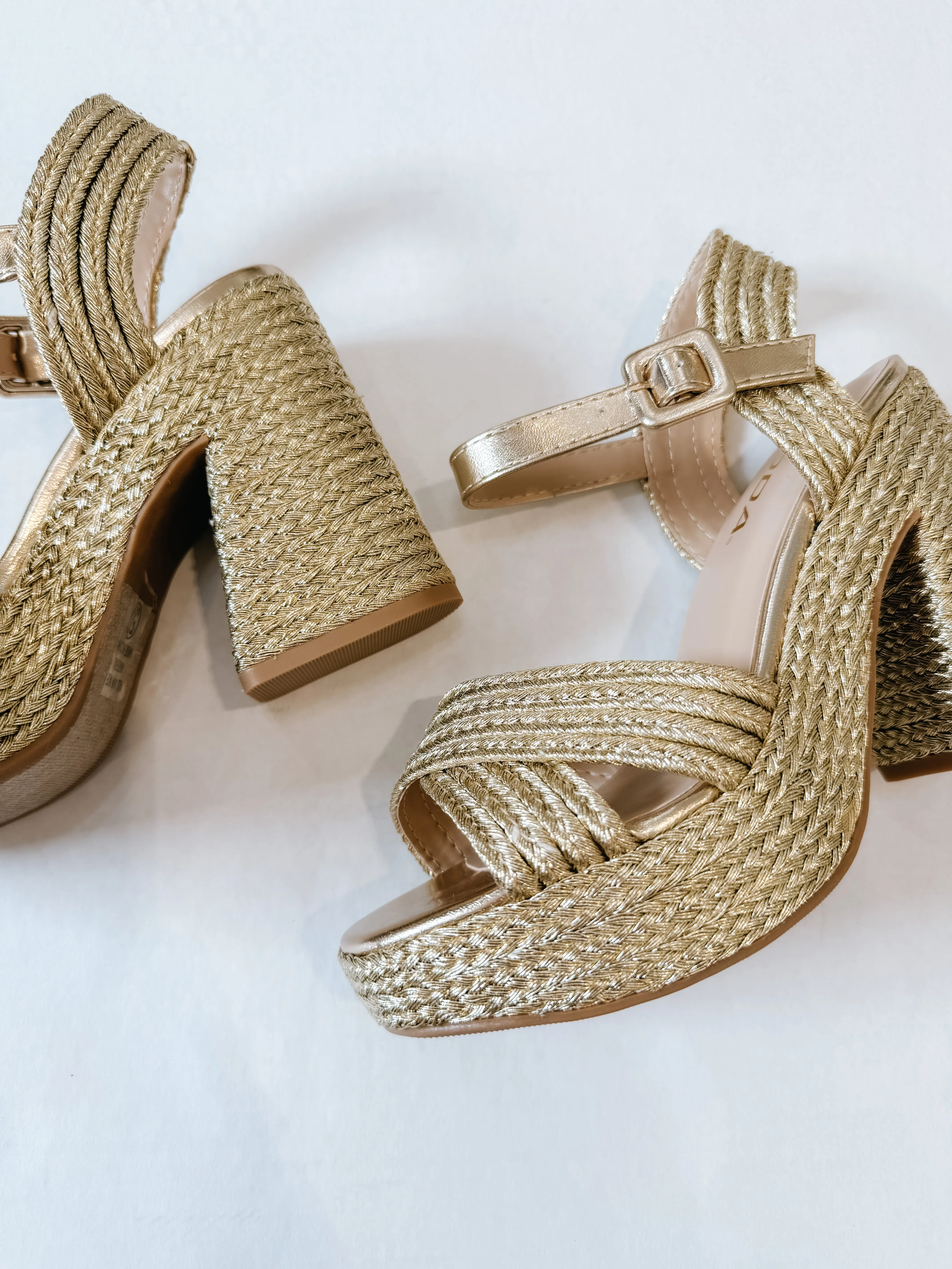 Gold Chunky Basket Heel