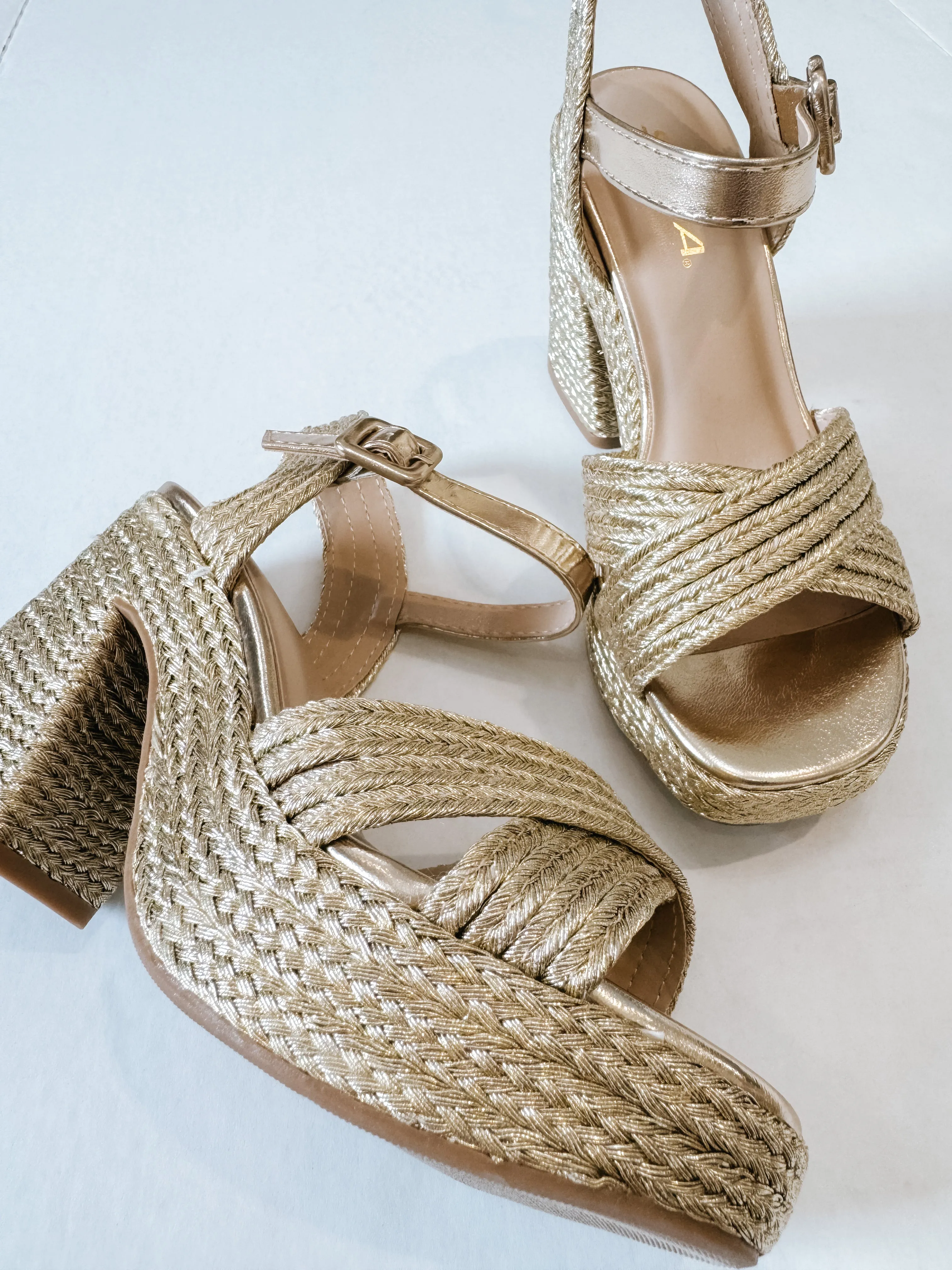 Gold Chunky Basket Heel