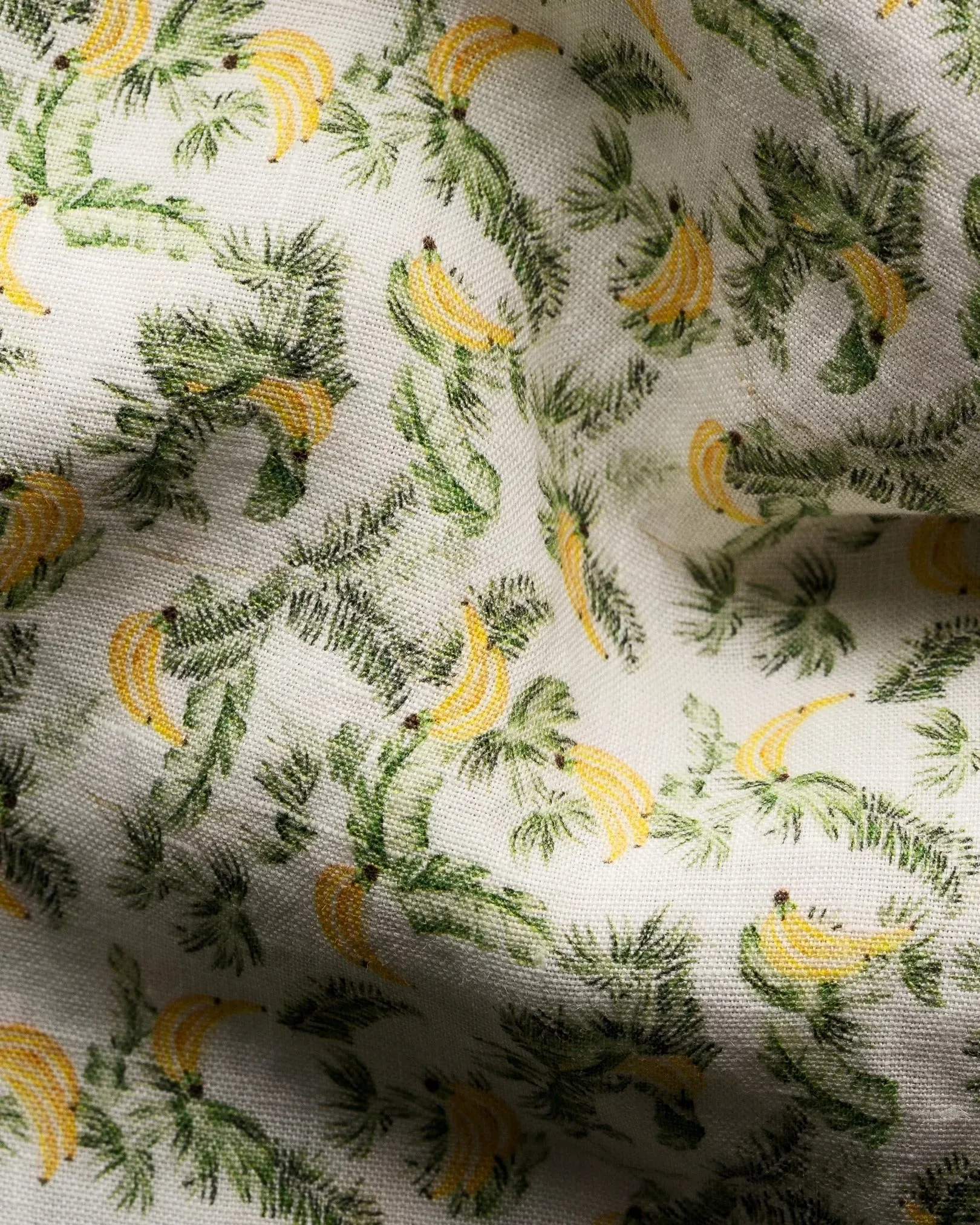 GREEN AND YELLOW BANANA PRINT LINEN SHIRT