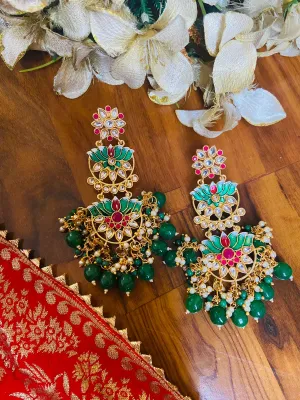 Green Meenakari Earrings