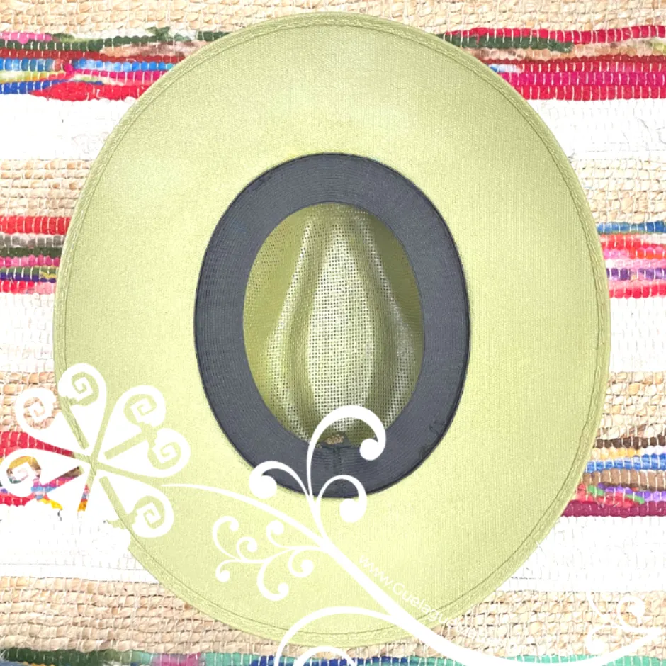 Green Olive Hand Paint Summer Hat - Flower Garden Design