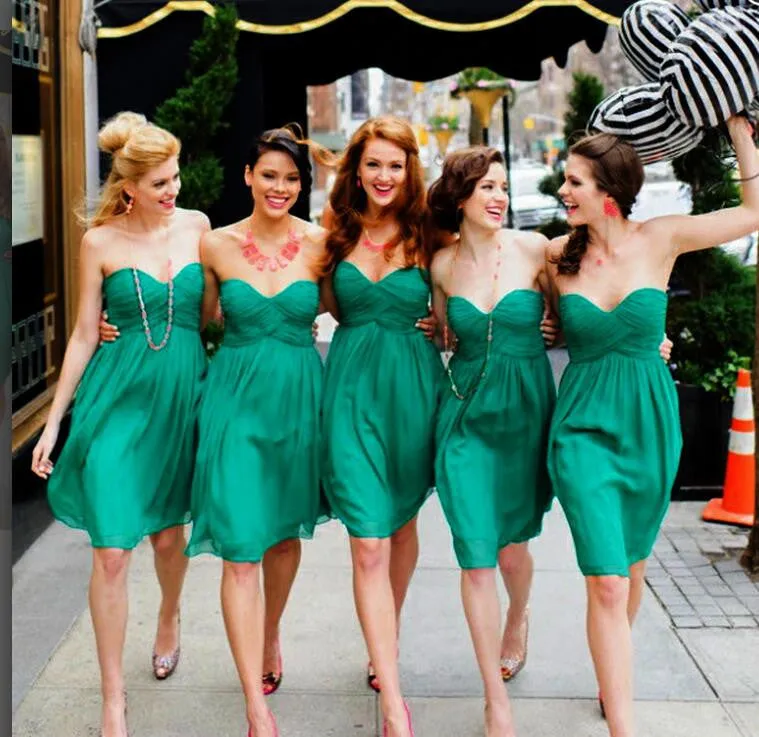 Green Sweetheart  Short Summer Bridesmaid Dresses