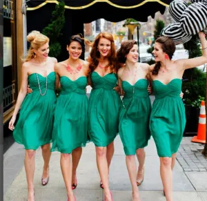 Green Sweetheart  Short Summer Bridesmaid Dresses
