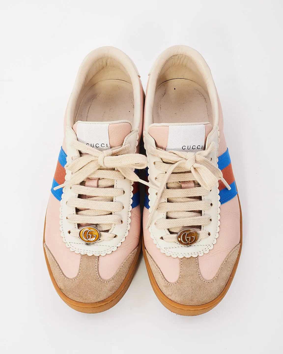 Gucci Pink Leather & Suede Low Top Sneakers - 37