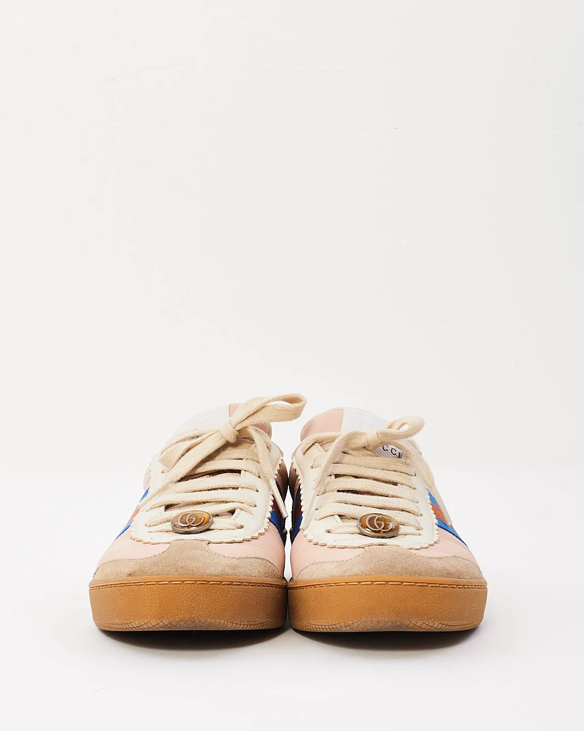 Gucci Pink Leather & Suede Low Top Sneakers - 37