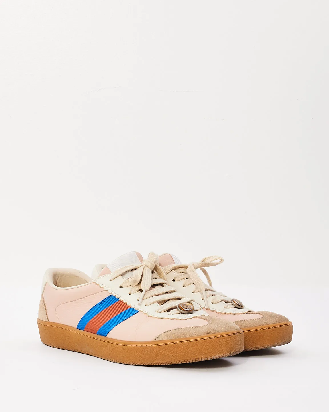 Gucci Pink Leather & Suede Low Top Sneakers - 37