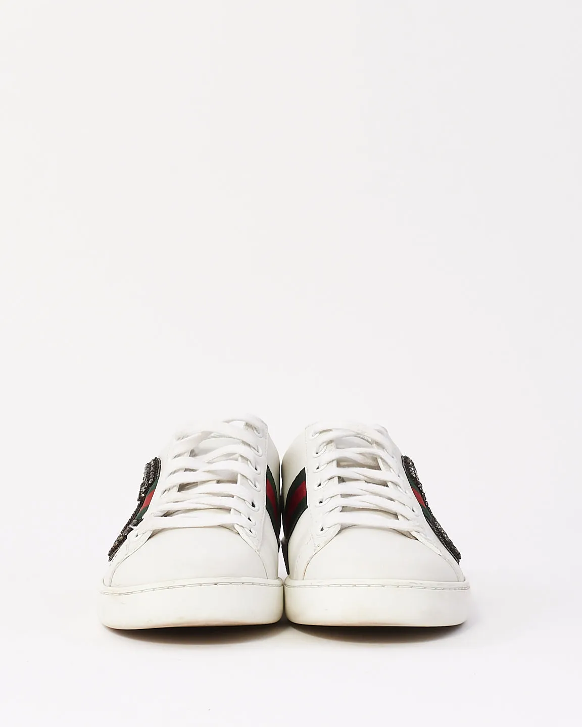 Gucci White Leather Safety Pin Ace Low Top Sneakers- 36