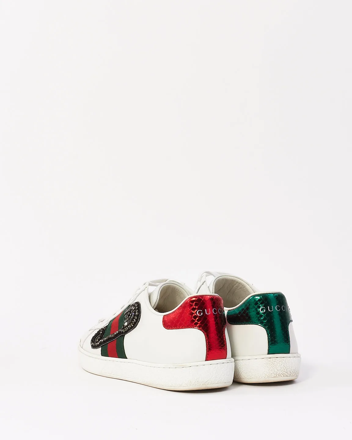 Gucci White Leather Safety Pin Ace Low Top Sneakers- 36