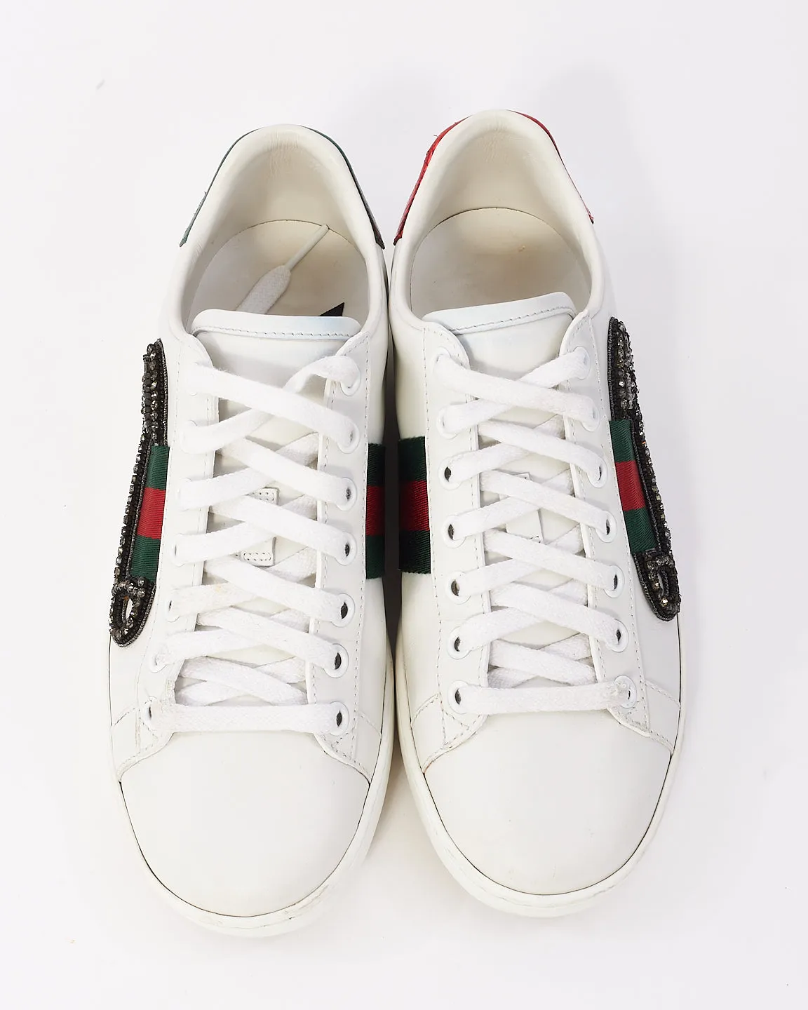 Gucci White Leather Safety Pin Ace Low Top Sneakers- 36