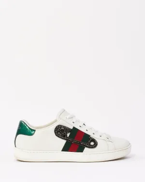 Gucci White Leather Safety Pin Ace Low Top Sneakers- 36