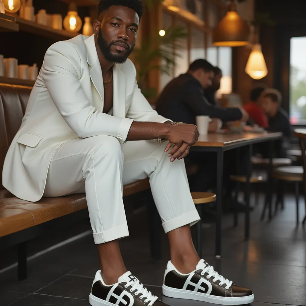 HEED NYC Men's Classic Black & White Vegan Leather Sneaker