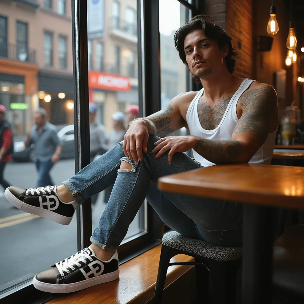 HEED NYC Men's Classic Black & White Vegan Leather Sneaker
