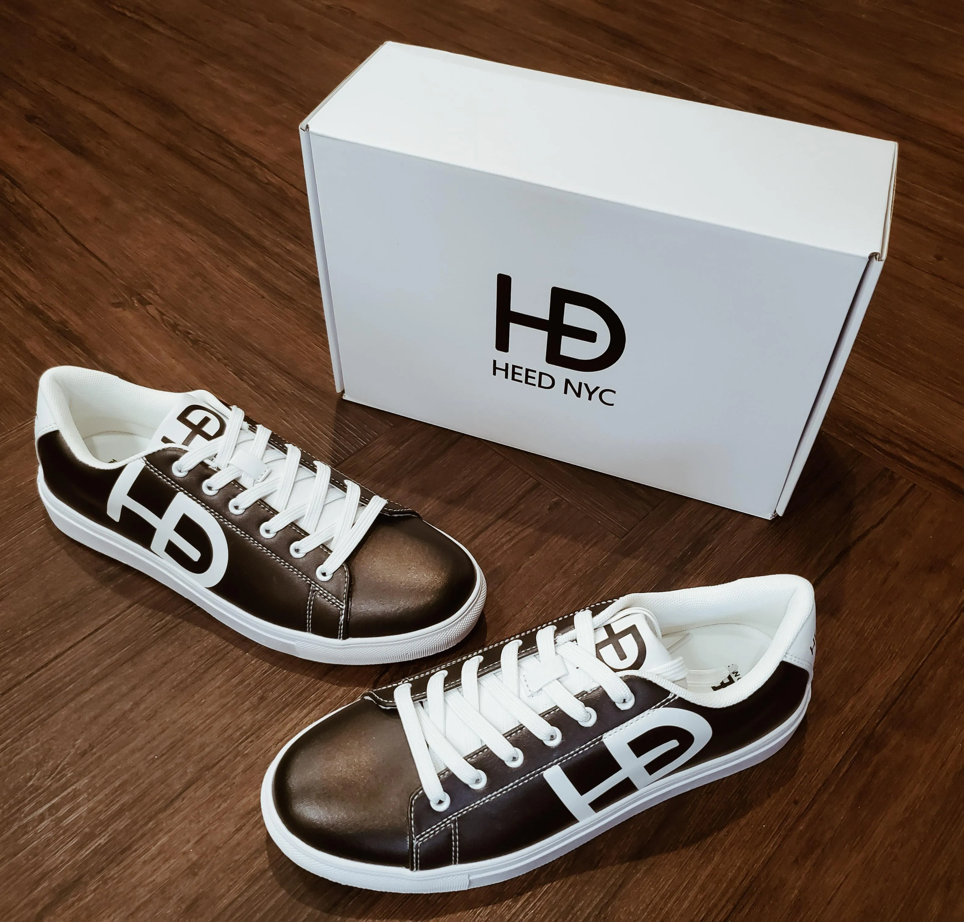 HEED NYC Men's Classic Black & White Vegan Leather Sneaker