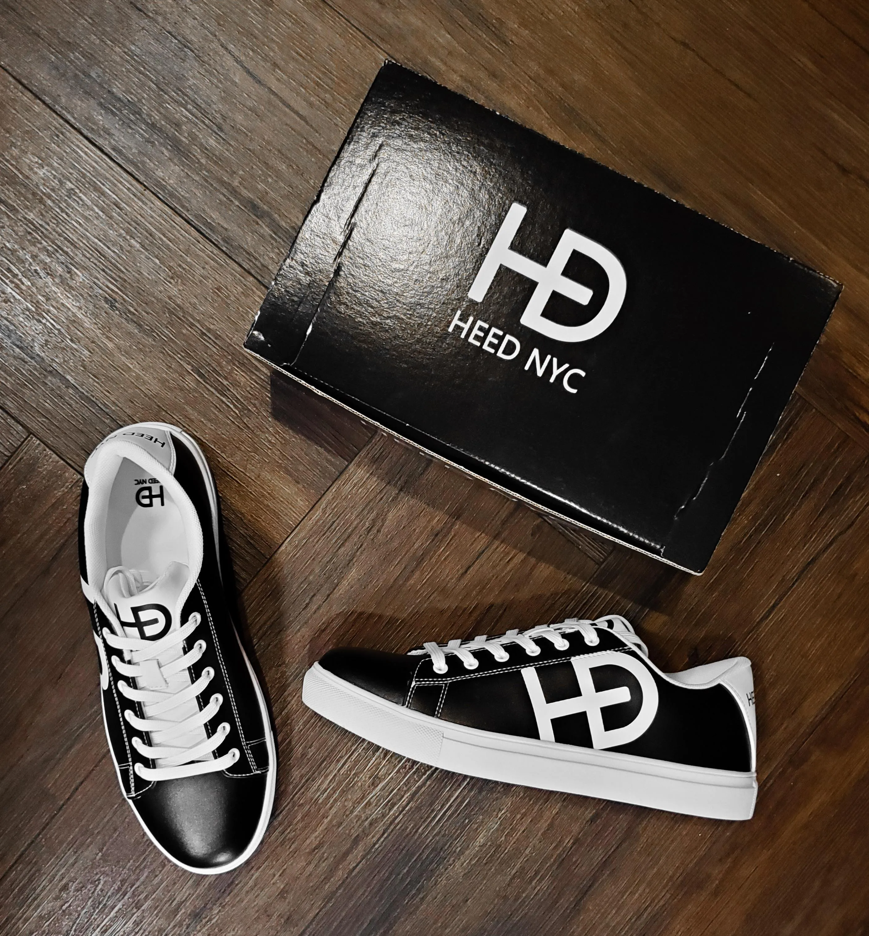 HEED NYC Men's Classic Black & White Vegan Leather Sneaker