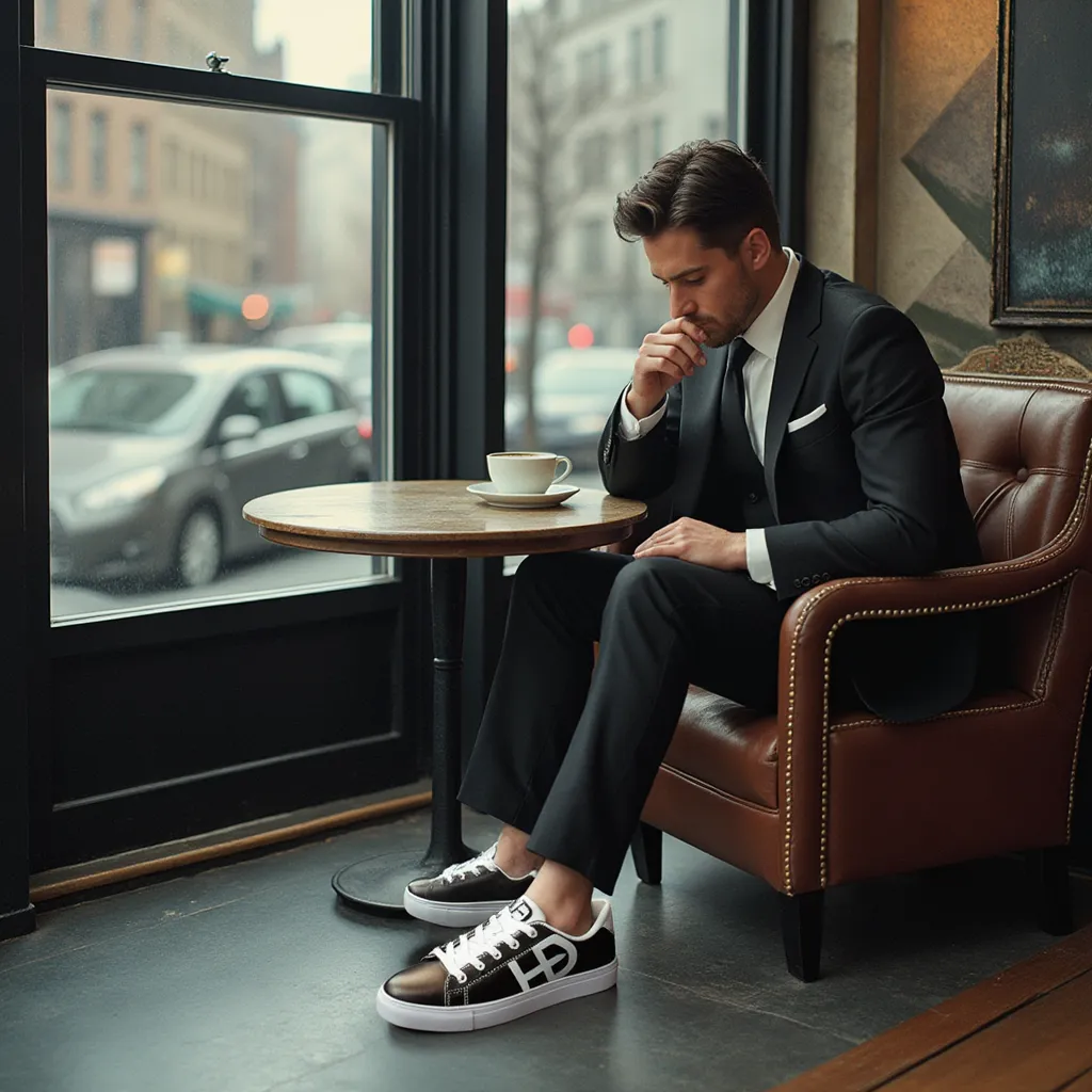 HEED NYC Men's Classic Black & White Vegan Leather Sneaker