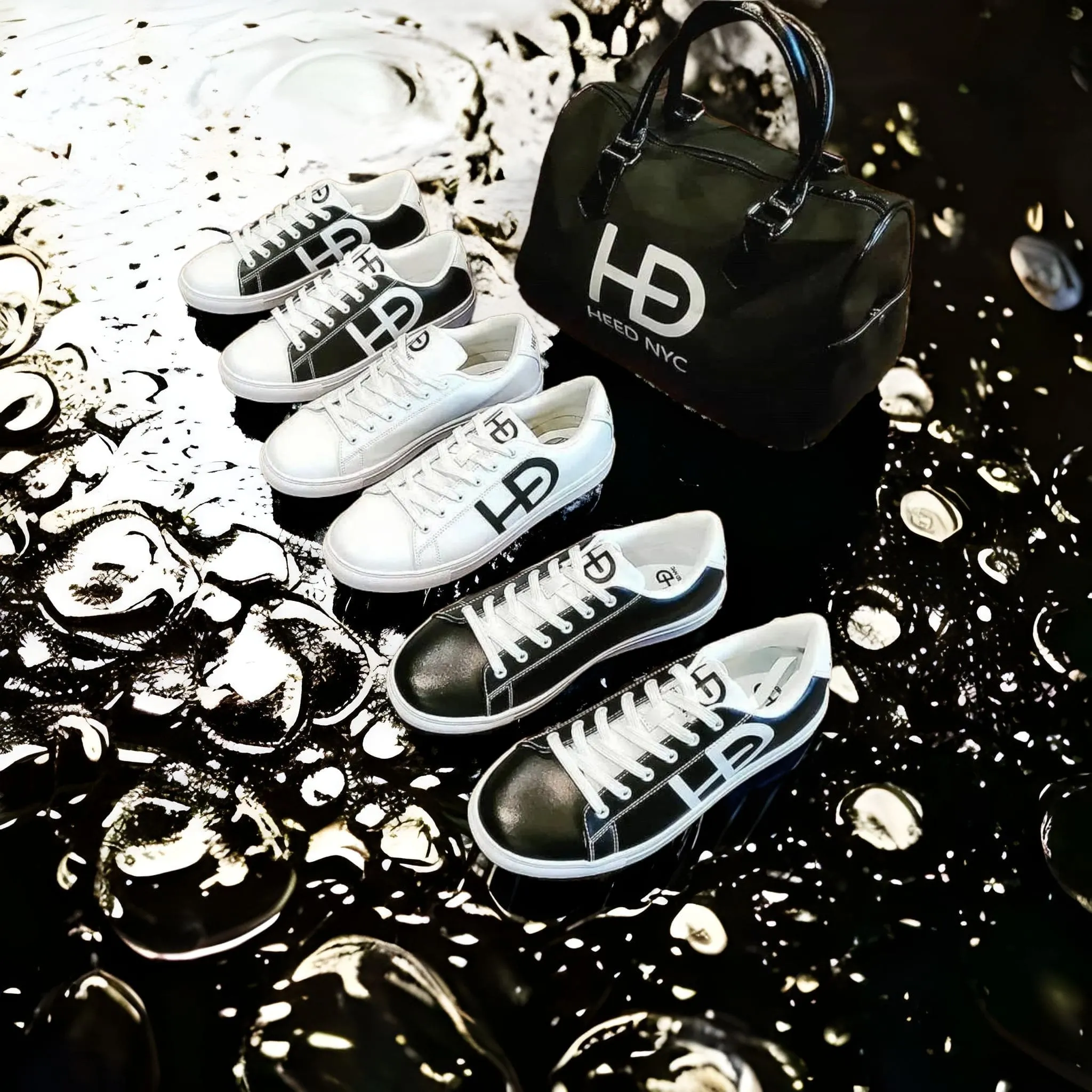 HEED NYC Men's Classic Black & White Vegan Leather Sneaker