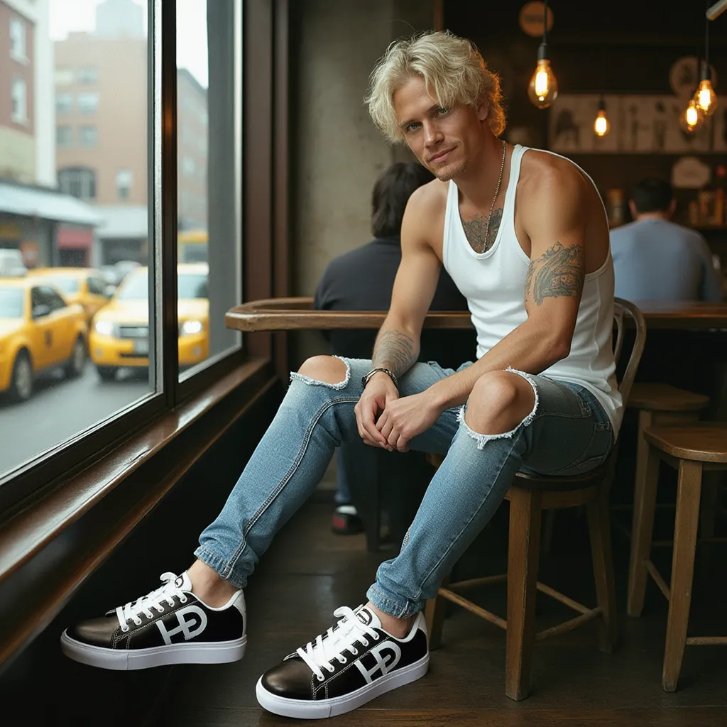 HEED NYC Men's Classic Black & White Vegan Leather Sneaker