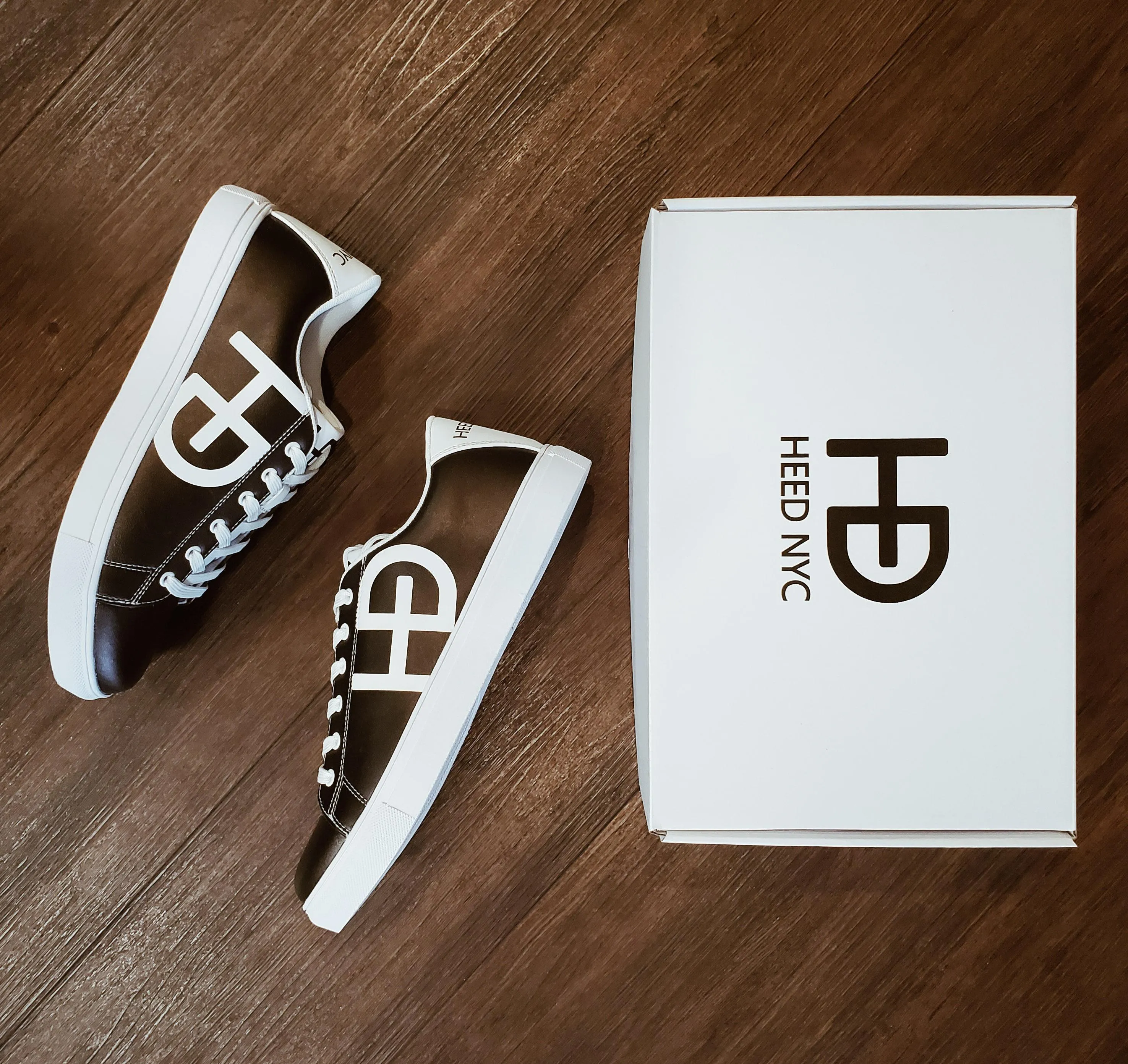 HEED NYC Men's Classic Black & White Vegan Leather Sneaker