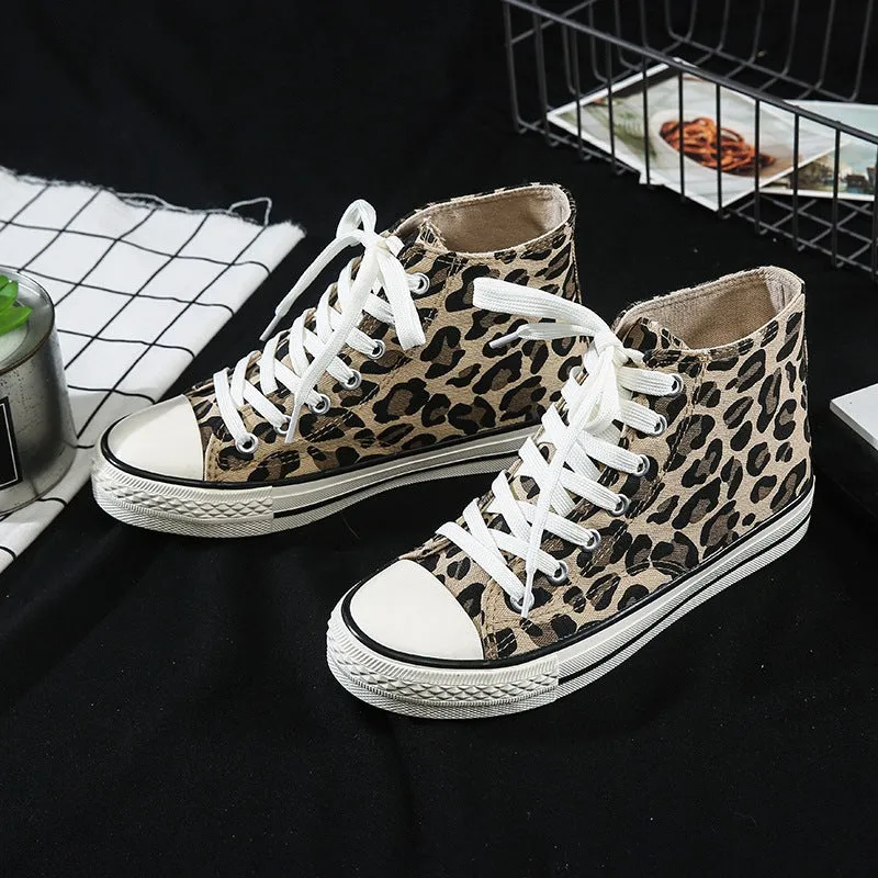 High-top, low-top leopard print Canvas Shoes