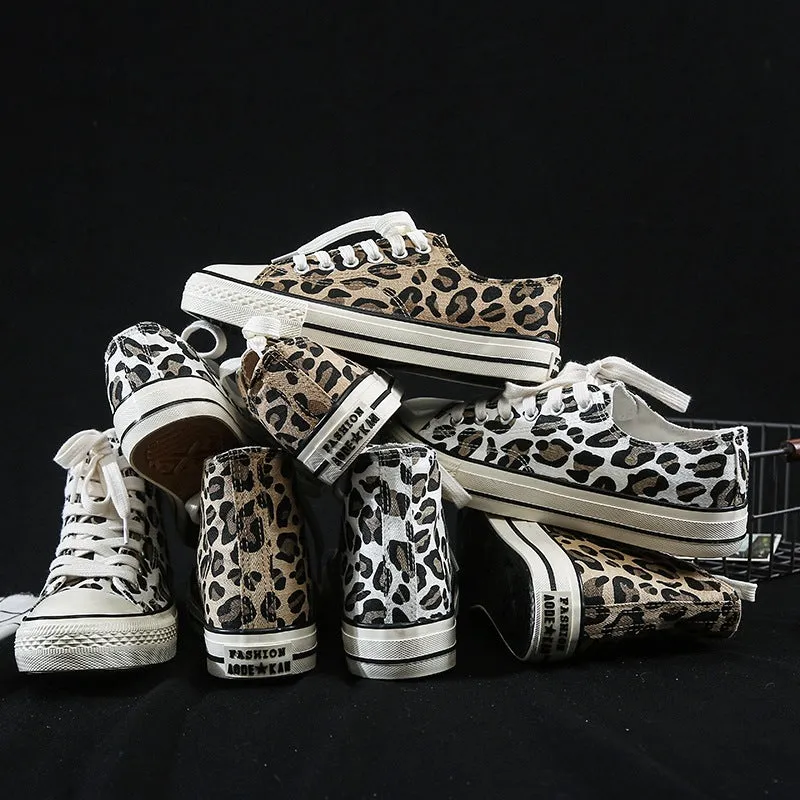 High-top, low-top leopard print Canvas Shoes