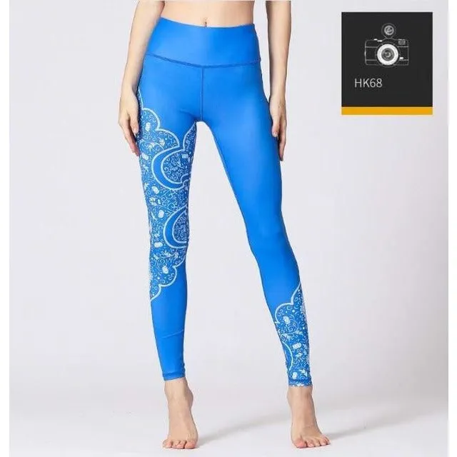 High Waist Flower Printed Yoga Pants