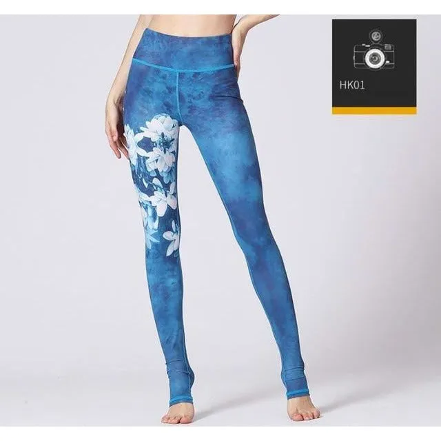 High Waist Flower Printed Yoga Pants