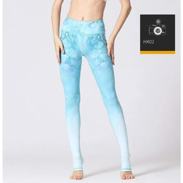 High Waist Flower Printed Yoga Pants