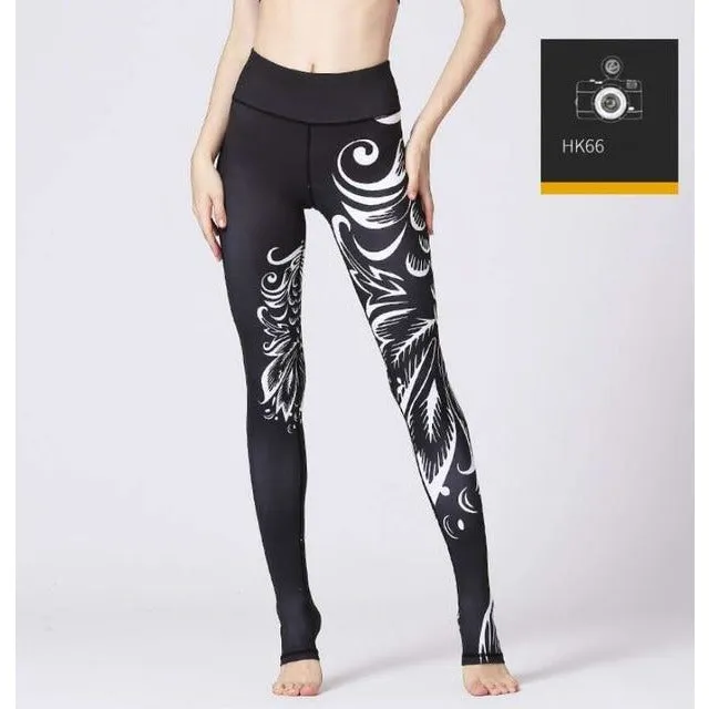 High Waist Flower Printed Yoga Pants