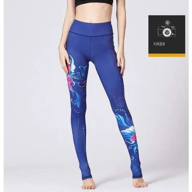 High Waist Flower Printed Yoga Pants