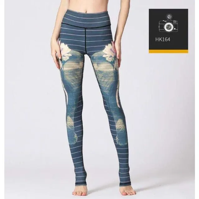 High Waist Flower Printed Yoga Pants