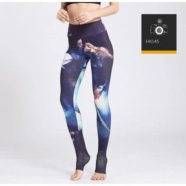 High Waist Flower Printed Yoga Pants
