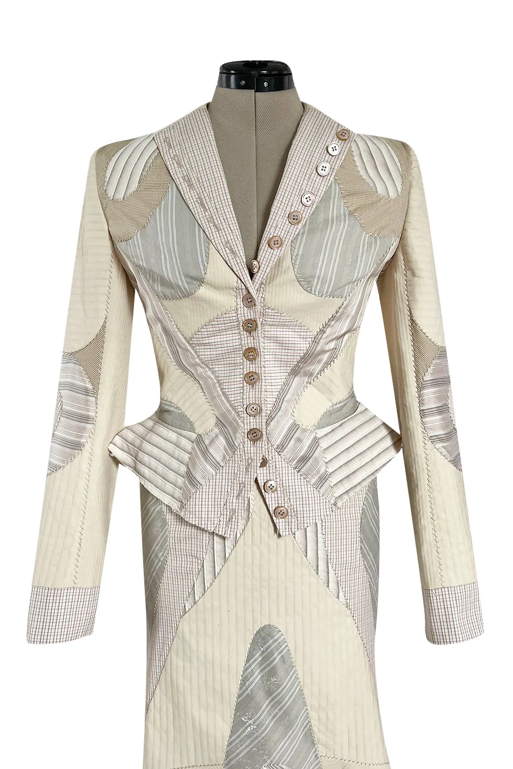 Highly Documented Spring 2004 Alexander McQueen 'Deliverance' Look 55 Patchwork Suit
