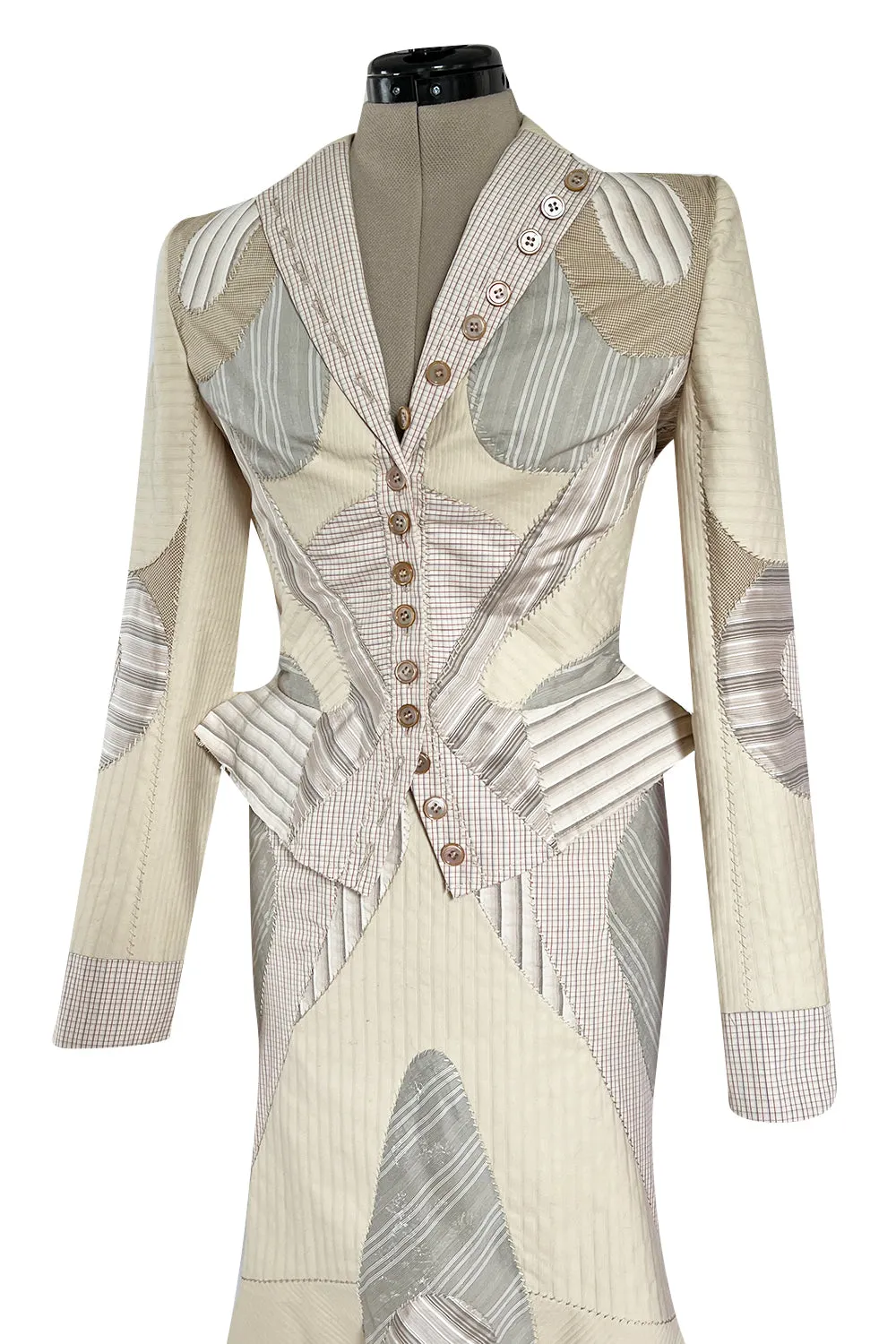 Highly Documented Spring 2004 Alexander McQueen 'Deliverance' Look 55 Patchwork Suit