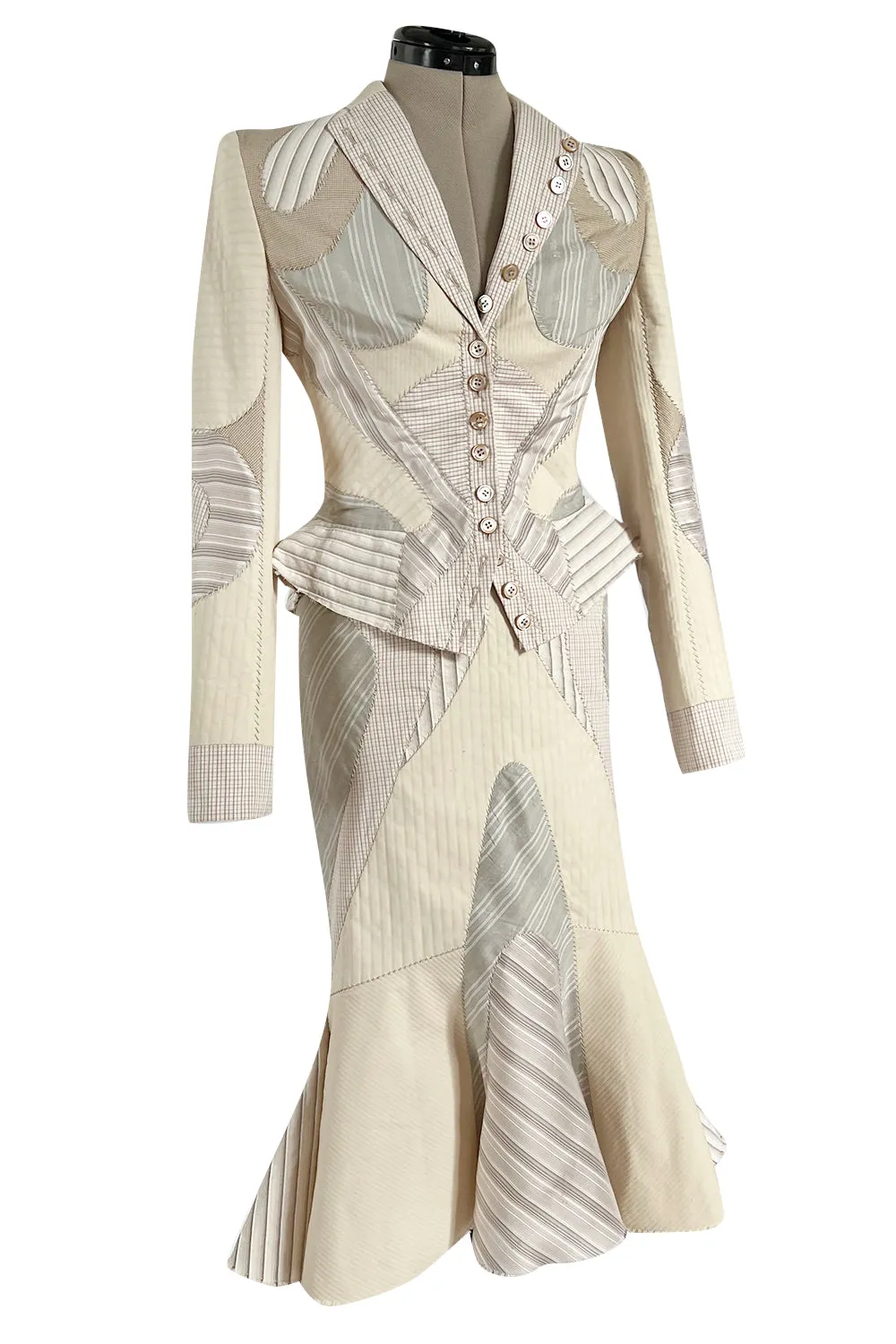 Highly Documented Spring 2004 Alexander McQueen 'Deliverance' Look 55 Patchwork Suit