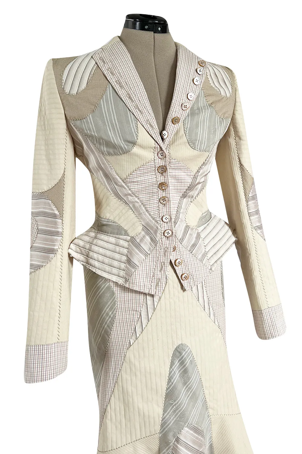 Highly Documented Spring 2004 Alexander McQueen 'Deliverance' Look 55 Patchwork Suit