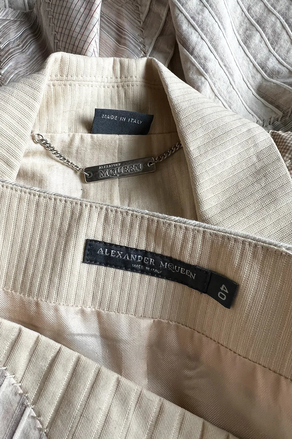 Highly Documented Spring 2004 Alexander McQueen 'Deliverance' Look 55 Patchwork Suit