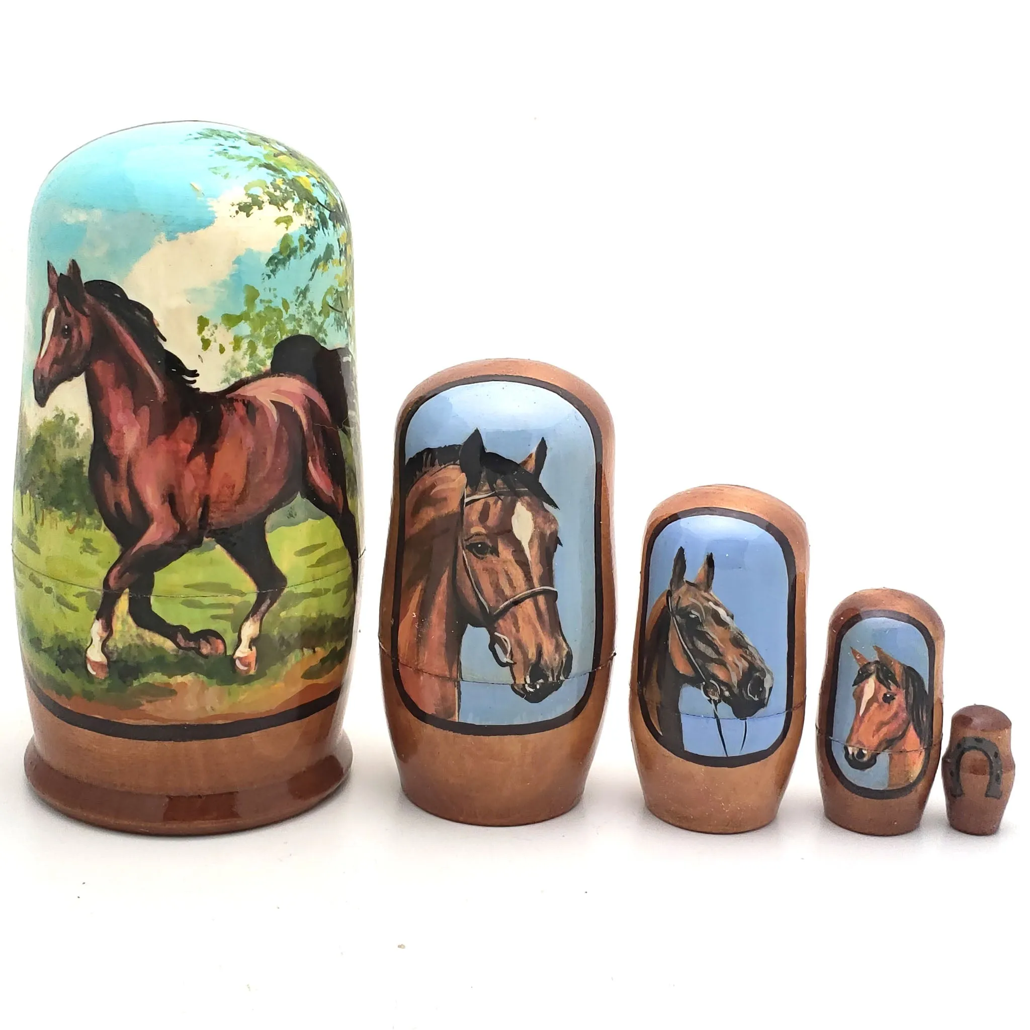 Horse in Summer Nesting Doll 5 piece set 4"Tall