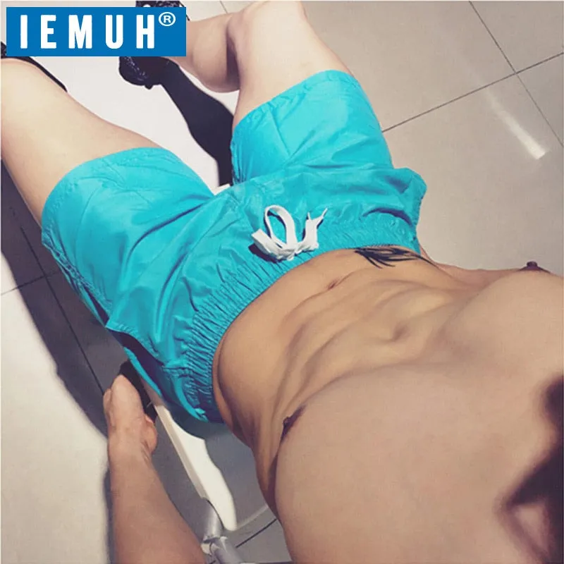 IEMUH Brand Pocket Quick Dry Swimming Shorts For Men Swimwear Man Swimsuit Swim Trunks Summer Bathing Beach Wear Surf Boxer Brie