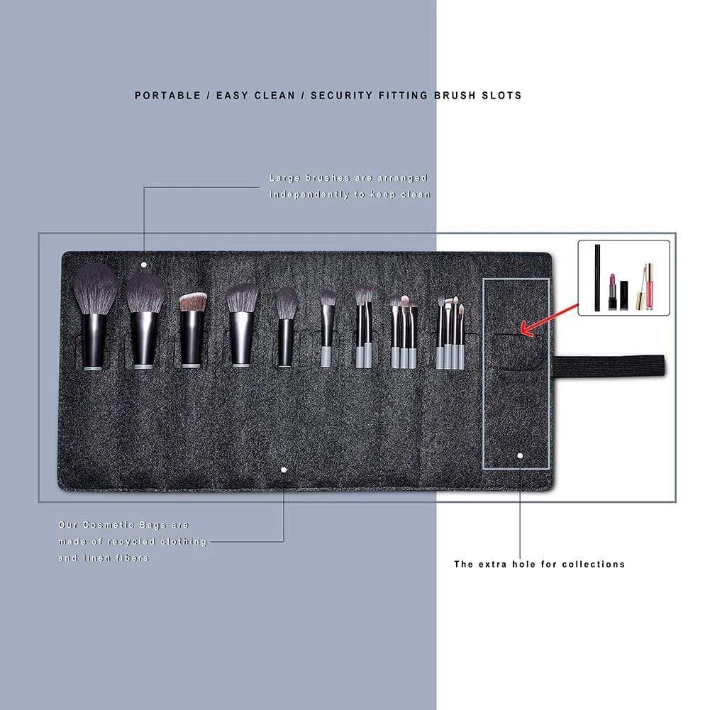 JADE SERIES - 15 PCS MAKEUP BRUSH KIT - AGATE GREY