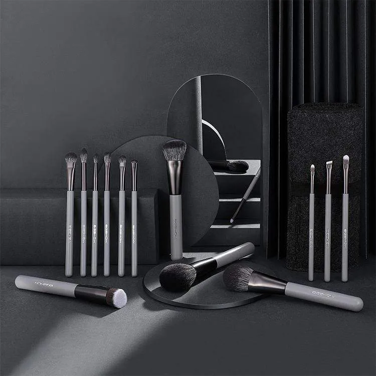 JADE SERIES - 15 PCS MAKEUP BRUSH KIT - AGATE GREY