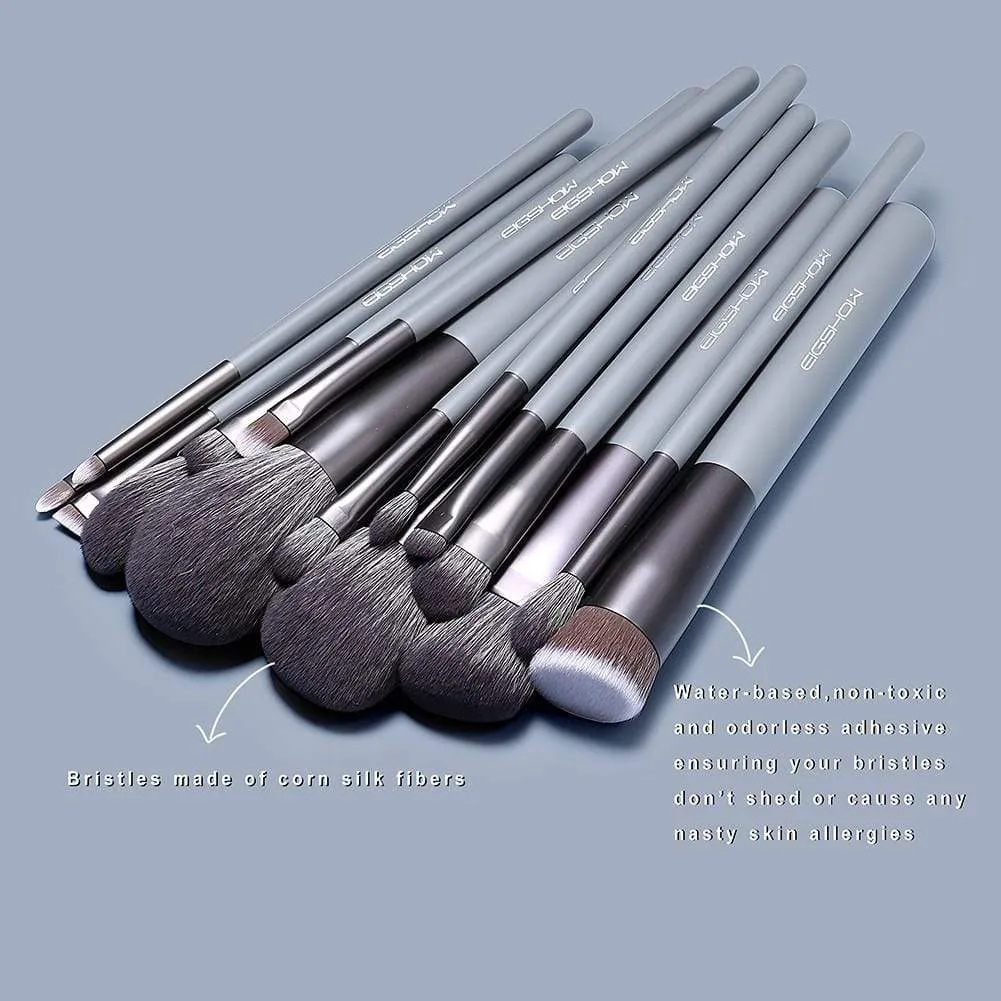 JADE SERIES - 15 PCS MAKEUP BRUSH KIT - AGATE GREY
