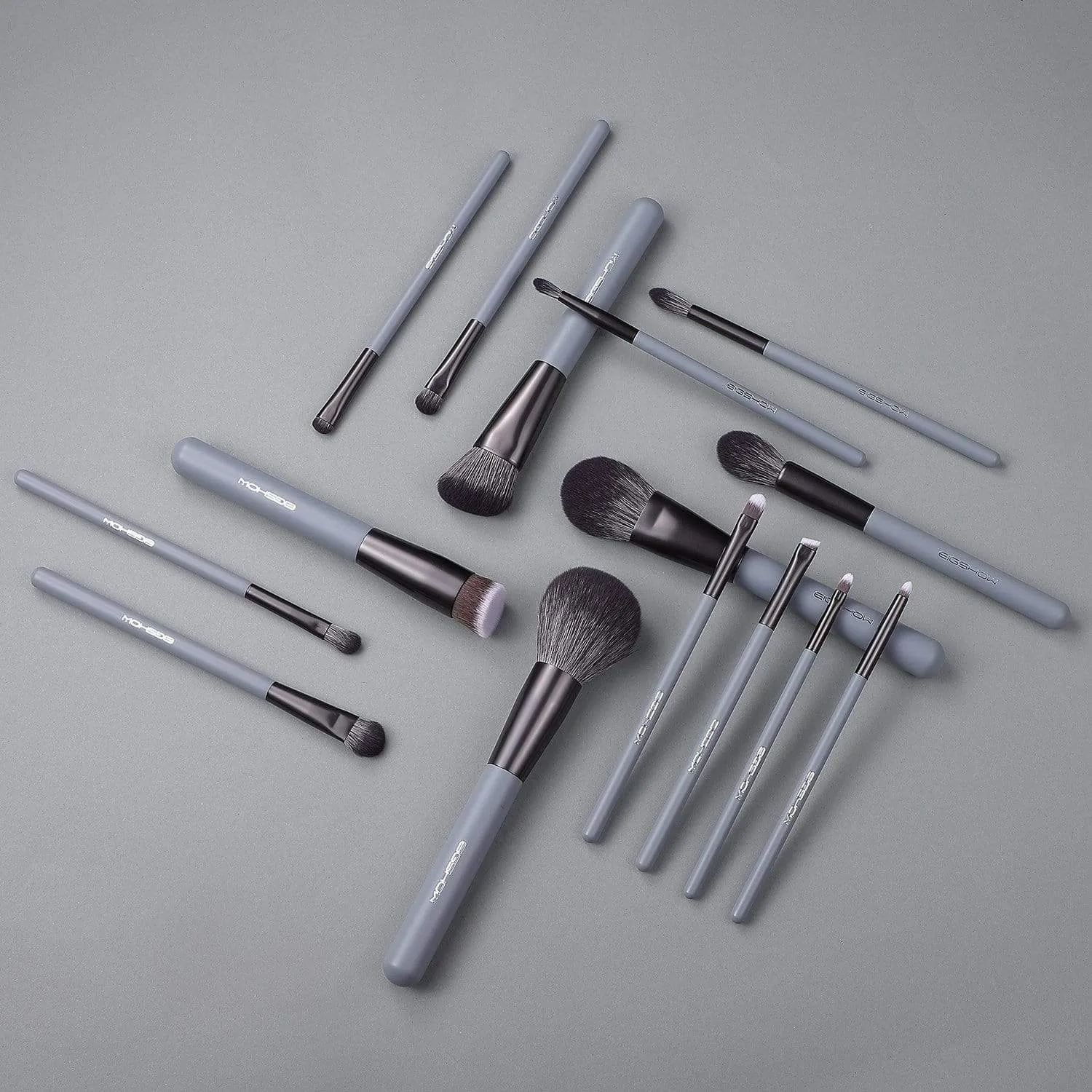 JADE SERIES - 15 PCS MAKEUP BRUSH KIT - AGATE GREY
