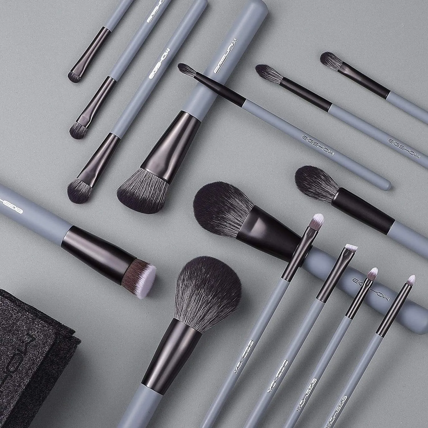 JADE SERIES - 15 PCS MAKEUP BRUSH KIT - AGATE GREY