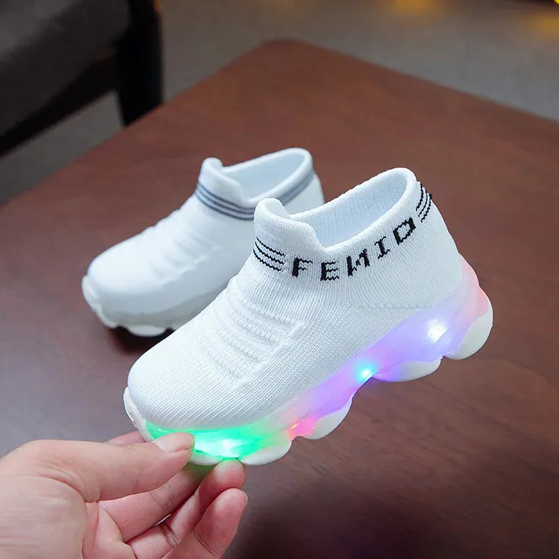 Kids Casual LED Light Sneaker, Sports Shoes Luminous Socks Shoes Cozy Young Children Girl Boys Shoes