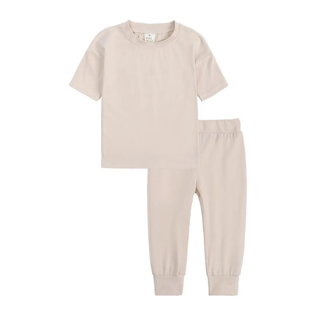 Kids Tales Short Sleeve Loungeset -  Beige