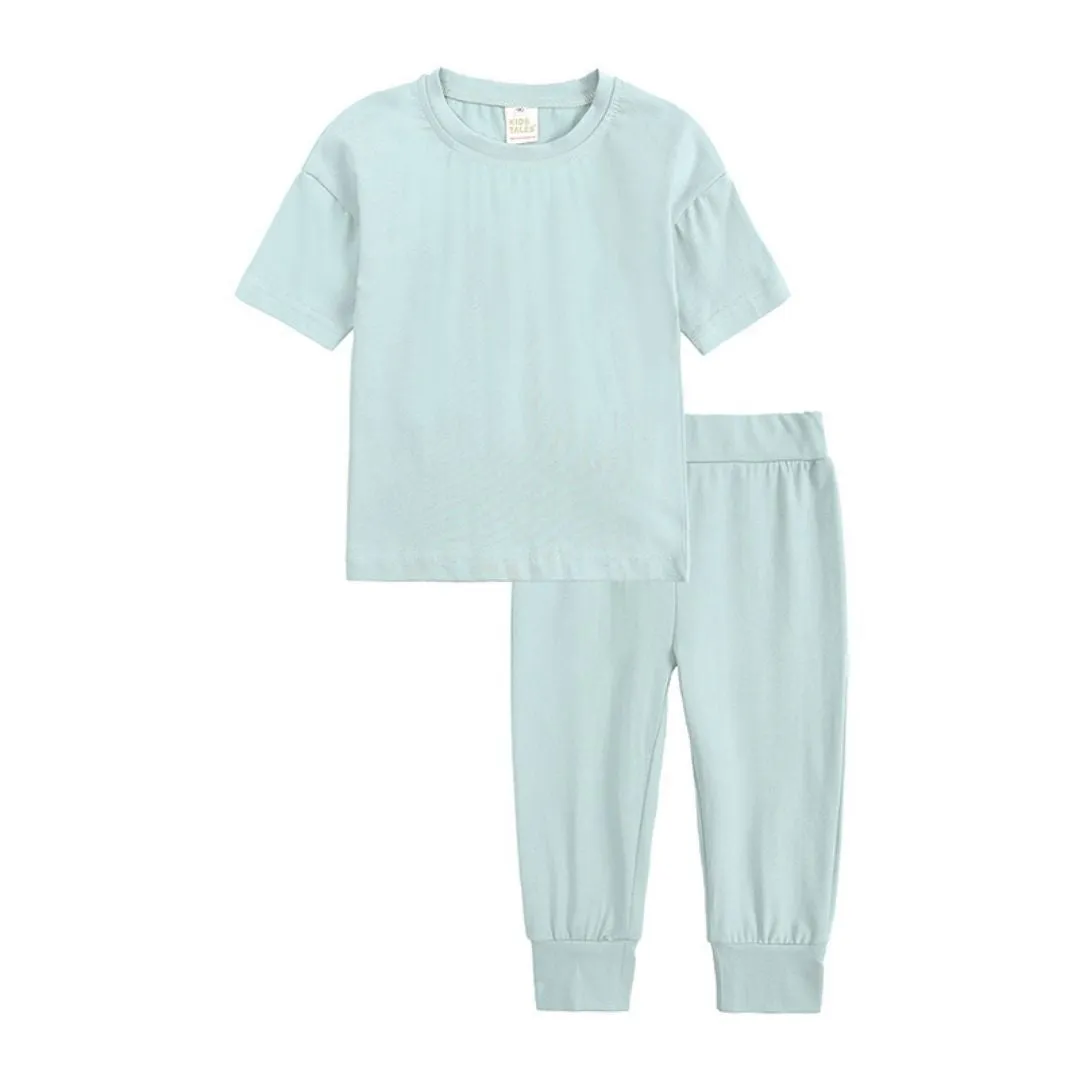 Kids Tales Short Sleeve Loungeset -  Seafoam Blue