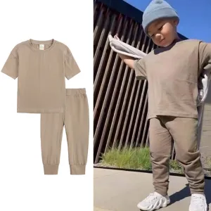 Kids Tales Short Sleeve Loungeset -  Tan