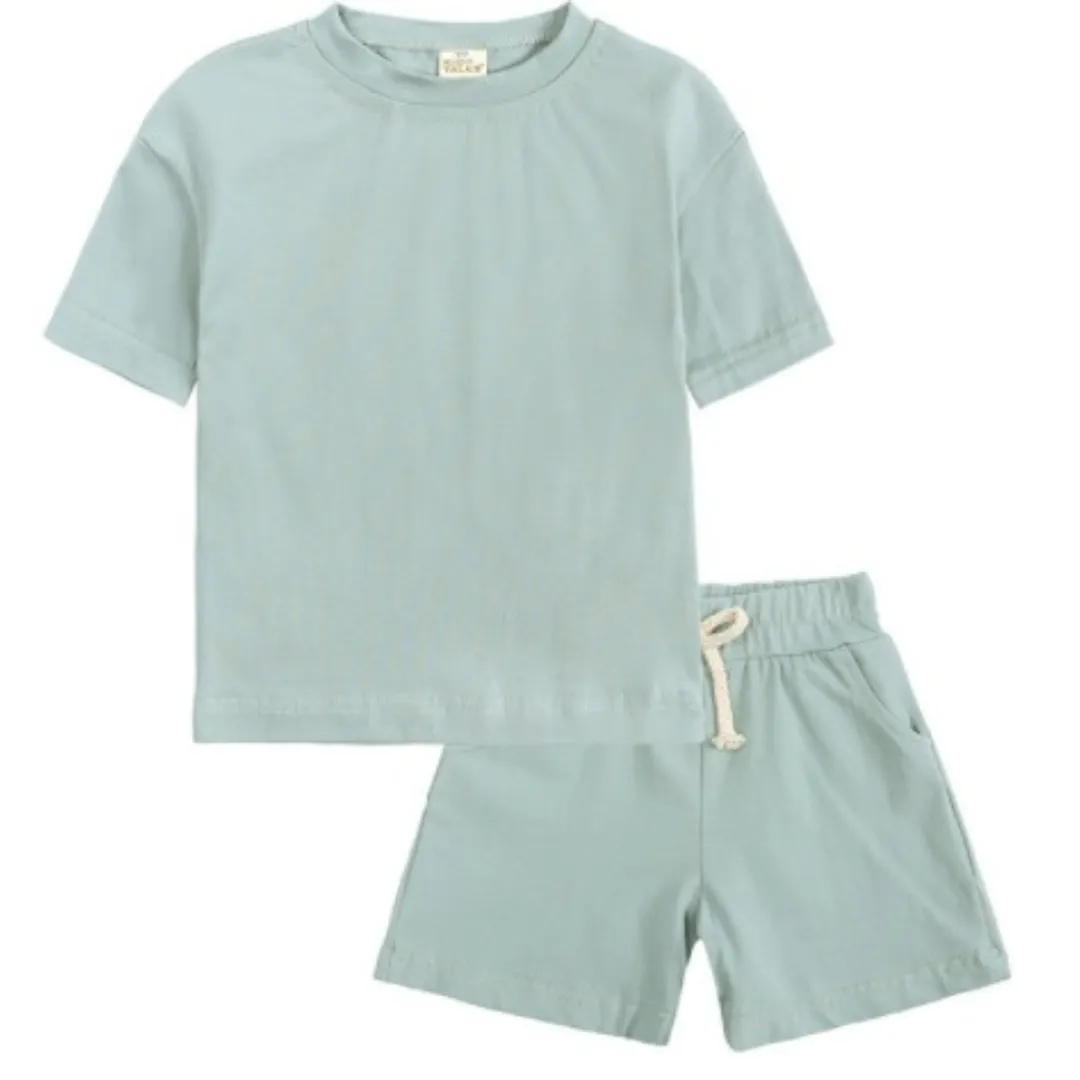 Kids Tales Shorts and Tee Set - Seafoam Blue